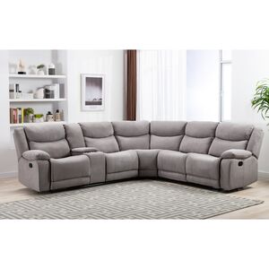 5-Seater Corner Recliner Sofa Set with Console Light Grey 5-Seater Corner Recliner Sofa Set with Console Light Grey